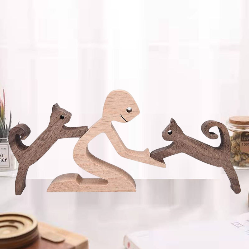 Gift For Pet Lovers - Wood Sculpture Table Ornaments - The Love Between You And Your Fur-Friend