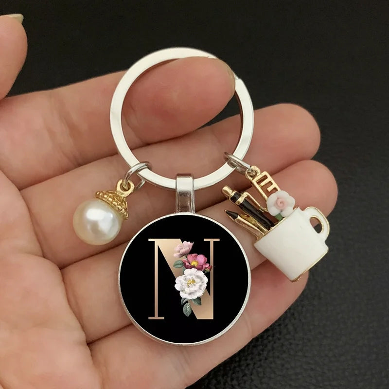 Alphabet Pearl Keychain