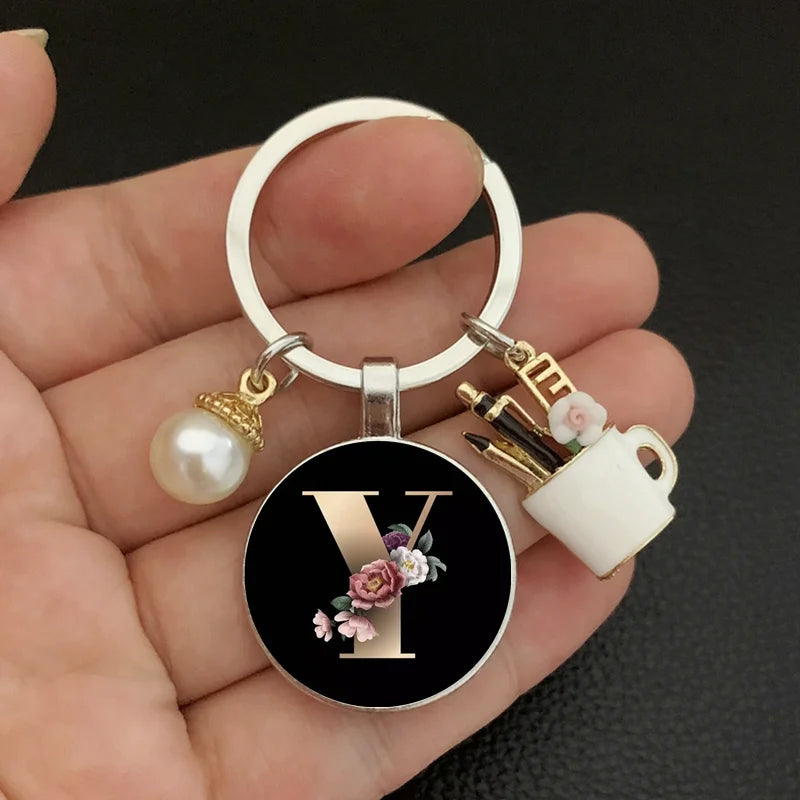 Alphabet Pearl Keychain