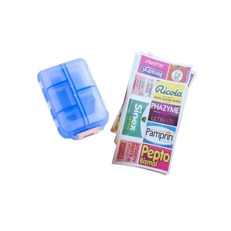 Portable Pill Organizer with Labels