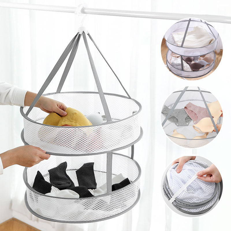 Foldable Underwear Dryer, Collapsible Hanging Laundry Rack, Lay Flat to Dry Mesh Clothes Drying Basket for Lightweight Clothing, Delicates and Swimsuit