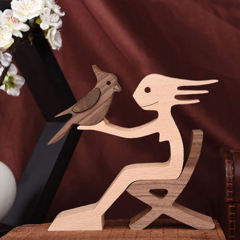 Gift For Pet Lovers - Wood Sculpture Table Ornaments - The Love Between You And Your Fur-Friend