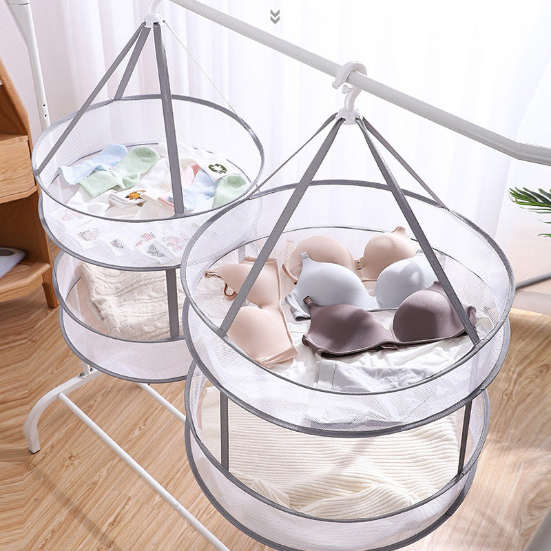 Foldable Underwear Dryer, Collapsible Hanging Laundry Rack, Lay Flat to Dry Mesh Clothes Drying Basket for Lightweight Clothing, Delicates and Swimsuit