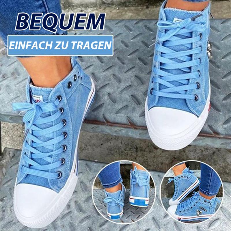 Denim High-Top Back Lace-up Canvas Shoes