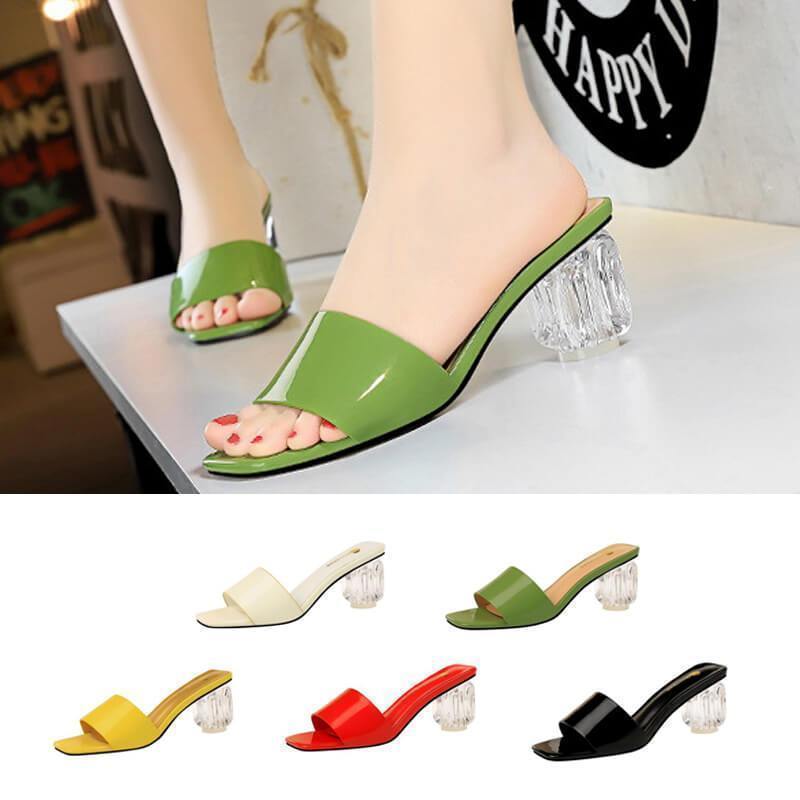 Transparent Chunky Comfortable Open Toe Slip Sandals