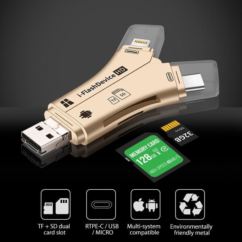 4-in-1 Portable Memory Card Reader For Phones