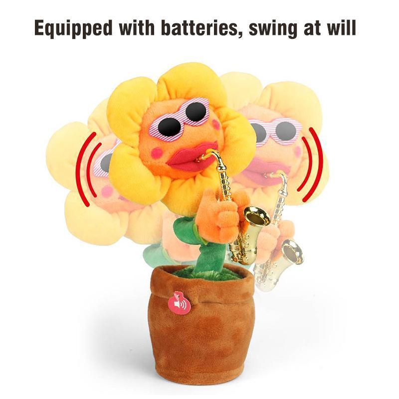 Sunflower singer with saxophone, funny toy