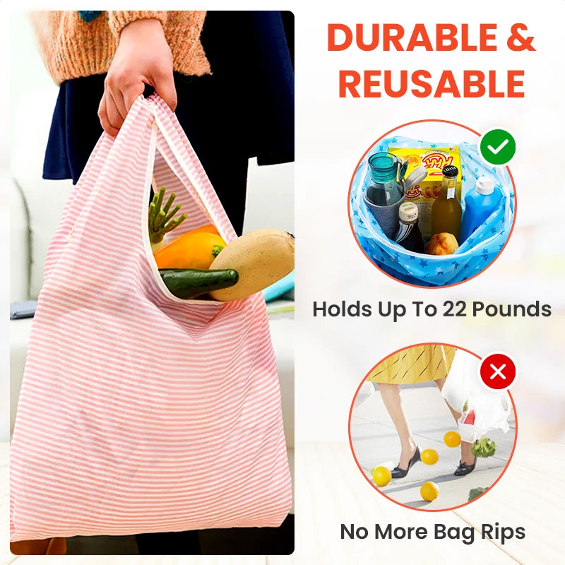 Foldable Reusable Grocery Bag With Keychain