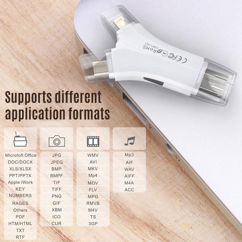 4-in-1 Portable Memory Card Reader For Phones