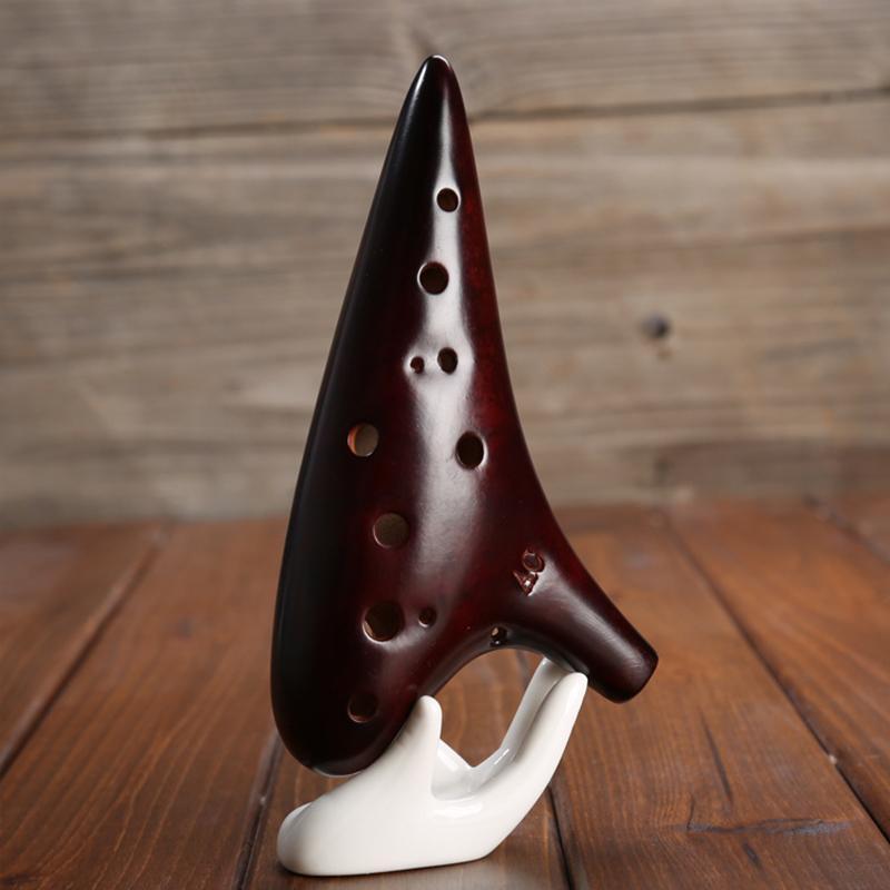 [HOT SALE]-12 Holes Ocarina Alto C Smoldering Ceramic Submarine SharpChain +Display BaseS