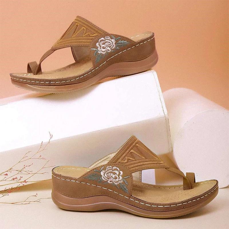 Embroidered Wedge Sandals