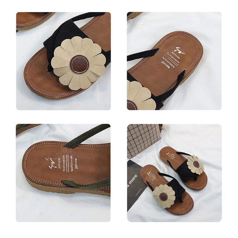 Toe Post Flower Design Flat Sandals