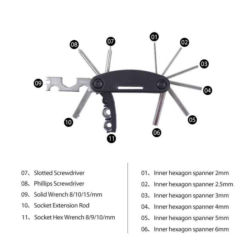 16 in 1 Bicycle Mechanic Repair Tool Kit