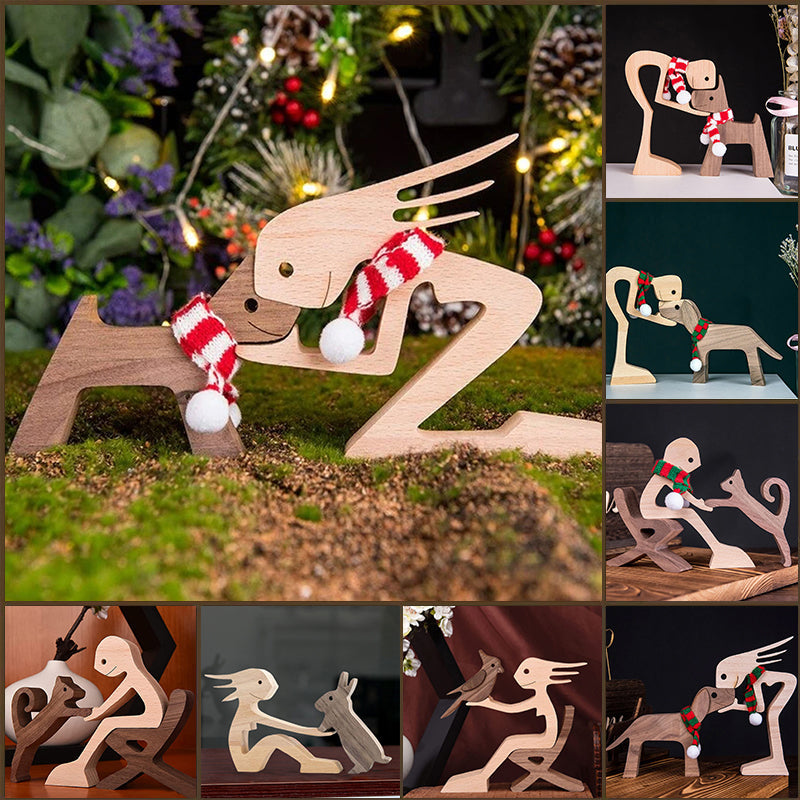 Gift For Pet Lovers - Wood Sculpture Table Ornaments - The Love Between You And Your Fur-Friend