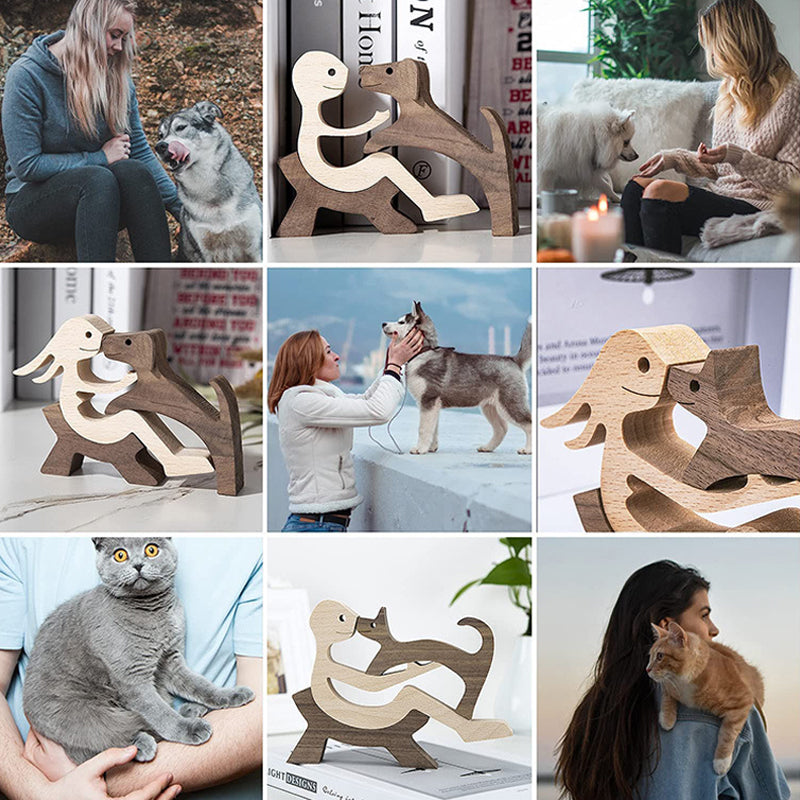 Gift For Pet Lovers - Wood Sculpture Table Ornaments - The Love Between You And Your Fur-Friend