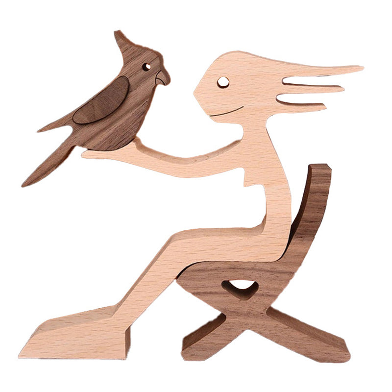 Gift For Pet Lovers - Wood Sculpture Table Ornaments - The Love Between You And Your Fur-Friend