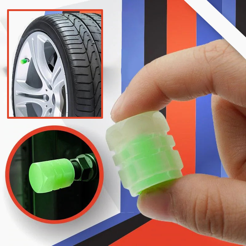 Universal Fluorescent Tire Valve Caps, 4 Pcs