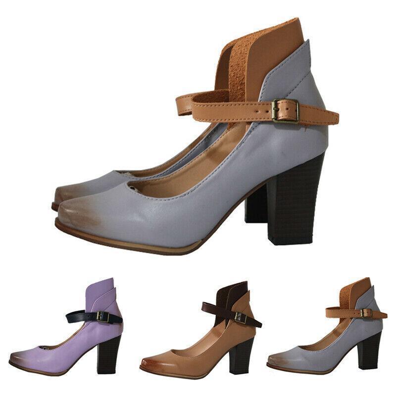 Women Mid Block Heel Mary Jane Strap Dolly Shoes